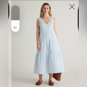 Quince 100% Organic Cotton Gauze Tiered Maxi Dress